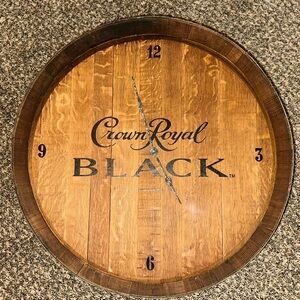 Crown Royal Black whiskey barrel clock - 25 in